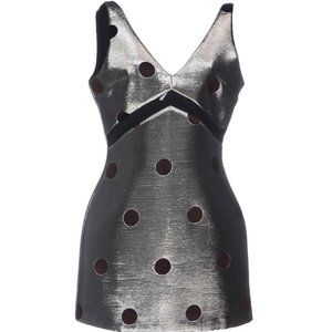 Topshop USA Black Polka Dot Metallic Silver Mini